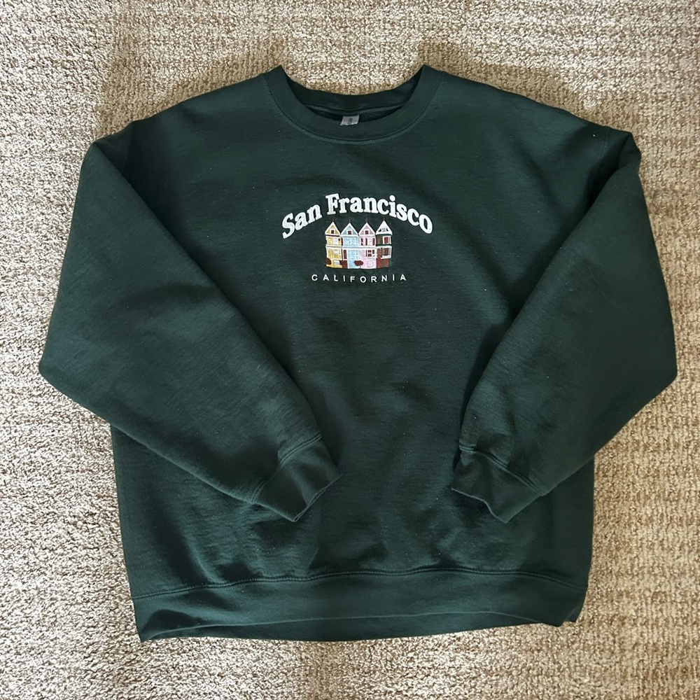 Gildan Dark Green San Francisco Crewneck Sweater